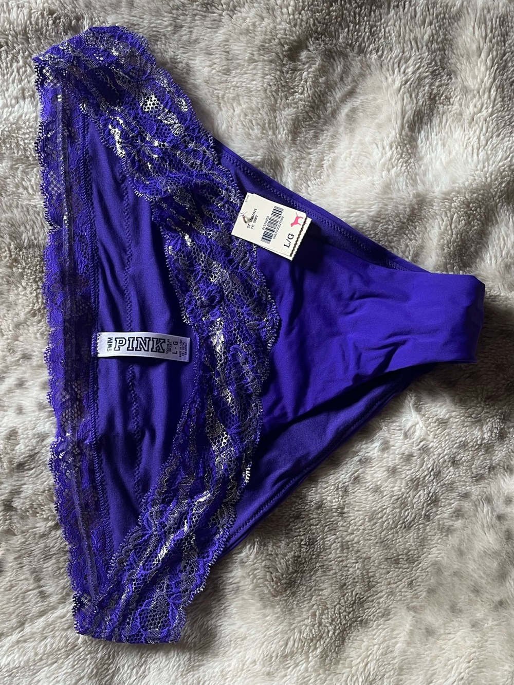 Victoria's Secret PINK Purple Lace-Trim Bikini Bottoms